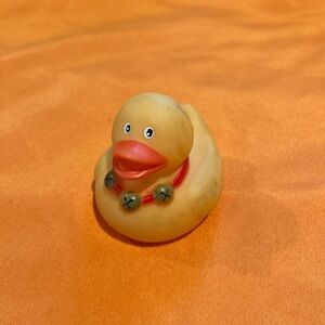 Rubber Duck bath gold ducky rubber ducky with bells on red collar